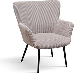 Różowy fotel z tkaniny z efektem aksamitu i antracytowymi metalowymi nogami - MEGEVE