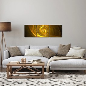 Obraz abstrakcyjnej żółtej spirali (z zegarem) (90x30 cm)
