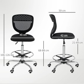 Vinsetto Fotel biurowy, fotel roboczy, krzesło biurowe, regulowane, tapicerowane, Czarny