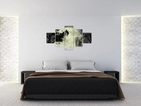 Obraz - Księżyc w pełni nad powierzchnią, wersja czarno - biała (125x70 cm)