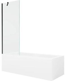 Mexen Cubik wanna prostokątna 150 x 70 cm z obudową i parawanem 1-skrzydłowym 70 cm, transparent, czarny - 550315070X9507000070