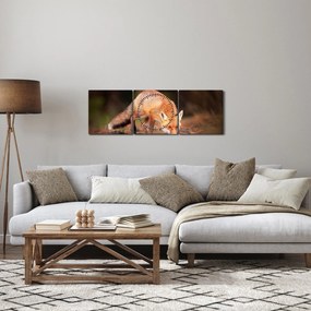 Obraz - Lis w lesie (z zegarem) (90x30 cm)