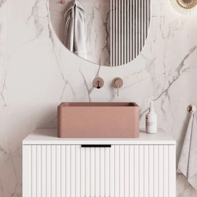 Umywalka betonowa wisząca / nablatowa prostokątna bez otworu na baterię 45 x 30 cm BESENI | różne kolory : Kolor - Ceglasty, Typ montażu - podwieszana