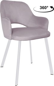 Krzesło Milano tkanina Welur noga metalowa : Kolor nogi - Biały profil, Kolor tkaniny - VELVET - MG55, Typ siedziska - Siedzisko obrotowe 360°