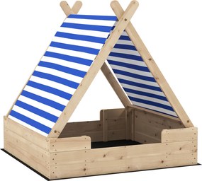 AIYAPLAY Piaskownica dla dzieci, z ochroną przed warunkami atmosferycznymi pod daszkiem, dla 3 dzieci w wieku 3-6 lat, 120 x 120 x 126,5 cm