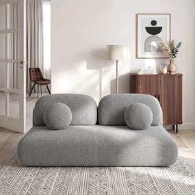 Sofa BASE Rozkładana Dwuosobowa Ciemnoszara Boucle Japandi