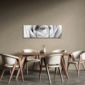 Obraz - Detal kwiatu róży (z zegarem) (90x30 cm)