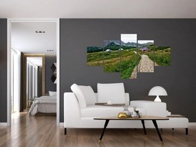 Obraz - Krajobraz górski z domami (125x70 cm)