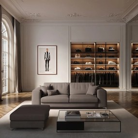 Szarobrązowa aksamitna rozkładana sofa 256 cm Rene – Rodier