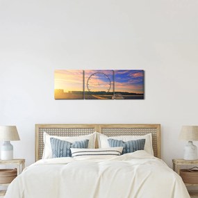 Obraz żółtego samochodu na polu (z zegarem) (90x30 cm)