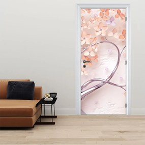 Fototapeta na drzwi - Koralowe kwiaty drzewa, abstrakcja (95x205cm)