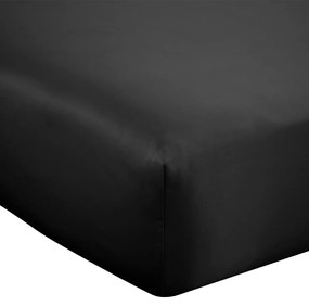 Czarne satynowe prześcieradło z gumką 150x200 cm Silky Soft – Catherine Lansfield