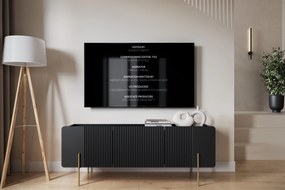 Szafka RTV Malmi 150 cm - czarny mat / złote nóżki