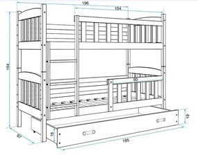 Piętrowe łóżko dla dzieci drewniane 80x190 - Celinda 2X