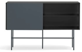 Czarno-antracytowa niska komoda z drzwiami przesuwnymi 140x91 cm Nube – Teulat