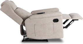 Fotel Masujący SEBASTIAN Rozkładany Wypoczynkowy z Podnóżkiem Beżowy Nowoczesny