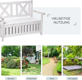 Outsunny ławka ogrodowa ze schowkiem 2-osobowa z poduszką biała drewniana skrzynia | Aosom PL