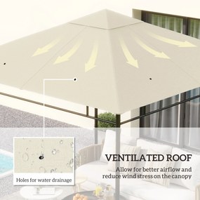 Outsunny Dach zamienny do pawilonu 3x3m wodoodporny z 8 otworami odpływowymi, kremowo-biały | Aosom PL