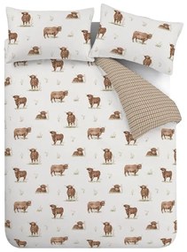 Brązowo-beżowa pościel dwuosobowa 230x220 cm Angus Highland Cow – Catherine Lansfield