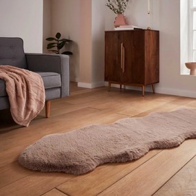 Jasnobrązowy syntetyczny chodnik 60x180 cm Super Teddy – Think Rugs