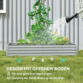 Outsunny Wysokie grządka ze stali, odporna na warunki pogodowe z krawędzią antypoślizgową