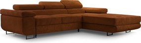 Masseno Narożnik GIULIO z funkcją spania i pojemnikiem na pościel Narozniki L, Rozkładana sofa - Ceglasty, POSO 39