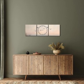 Obraz - Stado ptaków (z zegarem) (90x30 cm)
