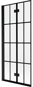 Mexen Mist parawan nawannowy 2-skrzydłowy lewy 80 x 150 cm, czarna kratka, czarny - 8A9-080-002-70-77-L