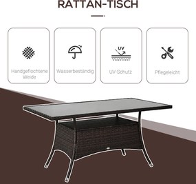 Technorattan Stół Ogrodowy Szklany Metalowy 150x85x74 cm Elegancki Stół Obiadowy Meble Ogrodowe | Aosom PL