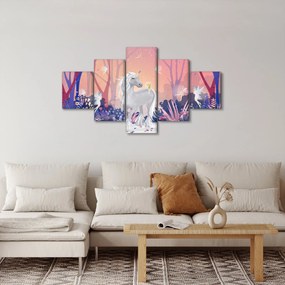 Obraz - Jednorożec w magicznym lesie (125x70 cm)