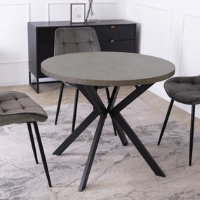 Stół Okrągły Rozkładany LUGO 90-190 cm Beton/Czarny Loft