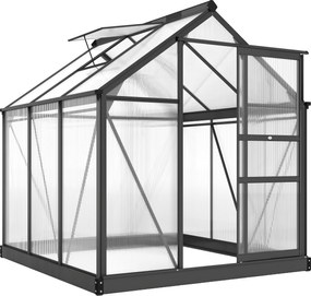 Outsunny Szklarnia Aluminium 3,65m² 190x192x201cm z Fundamentem, Otwieranym Dachem, Drzwiami Przesuwnymi, Panele 4 mm, UV-Ochrona | Aosom PL