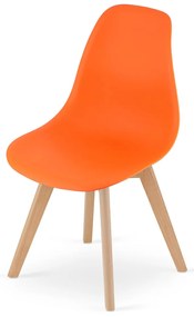 Pomaranczowe krzesło KITO z bukowymi nogami
