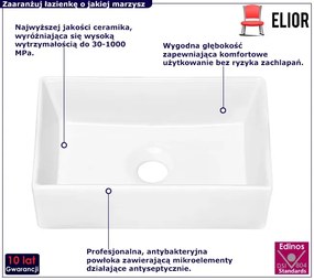 Biała prostokątna umywalka nablatowa - Cevox 35 cm