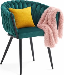 Krzesło welurowe z podłokietnikami butelkowa zieleń G7-R91