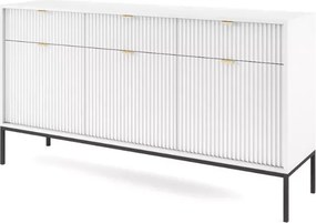 Cubero komoda 3 szuflady 154 cm nowoczesna ryflowany front metalowe nóżki