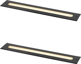 Zestaw 2 nowoczesnych reflektorów gruntowych czarnych 50 cm z LED IP65 - Eline