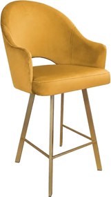Hoker Velvet krzesło barowe tkanina Welur podstawa metalowa : Kolor nogi - Złota profil, Kolor tkaniny - VELVET - MG15, Typ siedziska - Siedzisko stałe