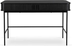 Biurko Rozsuwane TRISH 120 cm Czarne Ryflowane Nowoczesne Loft