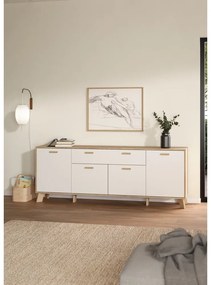 Biało-naturalna komoda w dekorze dębu 196x73x39 cm Ikast – Tvilum