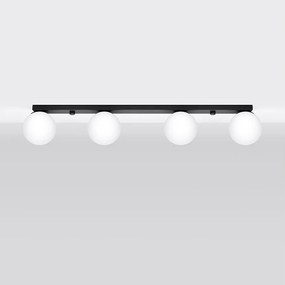 Plafony nowoczesny Zynfi, stal/szkło - 4 źródło światła 4000K - L.88 x H.14.5 cm - czarny