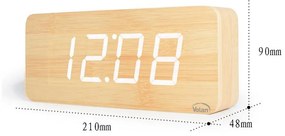 Duży zegar elektroniczny budzik led drewniany cyfrowy stojący termometr dat