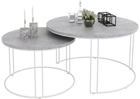 Zestaw stolików kawowych biały + beton - Eksa 5X