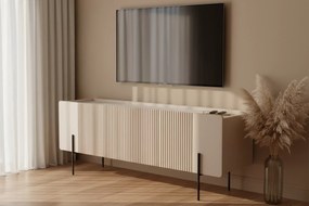 Szafka RTV Malmi 150 cm - kaszmir / crema bianca / czarne nóżki