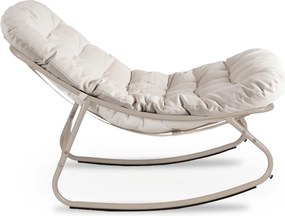 Bujany fotel na taras Aurora z pikowaną poduchą, beżowy, podstawa kaszmir