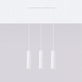 Lampa wisząca minimalistyczny Gloow, aluminium - 3 źródło światła 4000K - L.45 x H.98 cm - biały