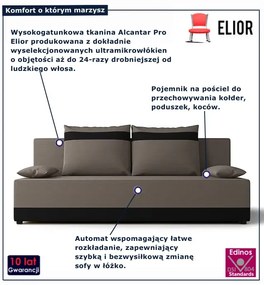 Brązowo-czarna sofa rozkładana z funkcją spania P7-D78