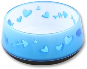 Niebieska plastikowa miska dla kotka LOVE BOWL