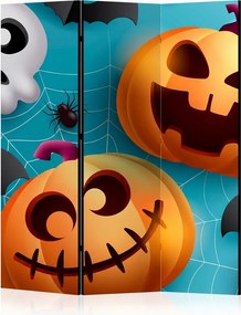 Parawan pokojowy 3-częściowy 135x172 Jednostronny dekoracyjny dziecięcy komiksowy Niebieski Wesoły Halloween