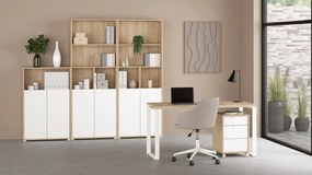 Czterodrzwiowy regał biurowy Sign 80 jackson hickory/biały mat